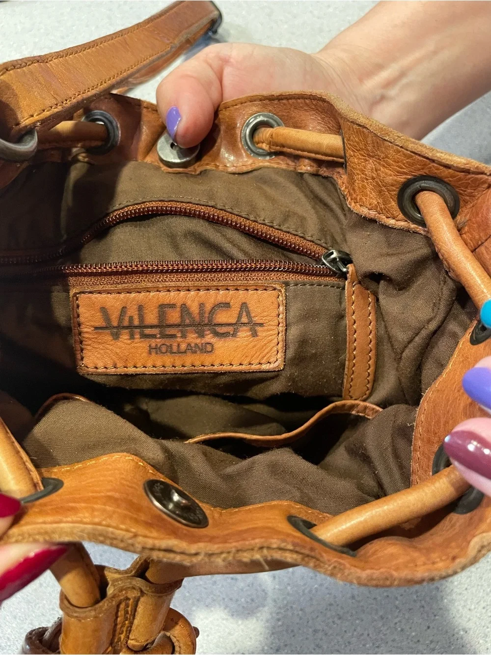 Vilenca Braided Cognac Leather Hobo Crossbody Bag